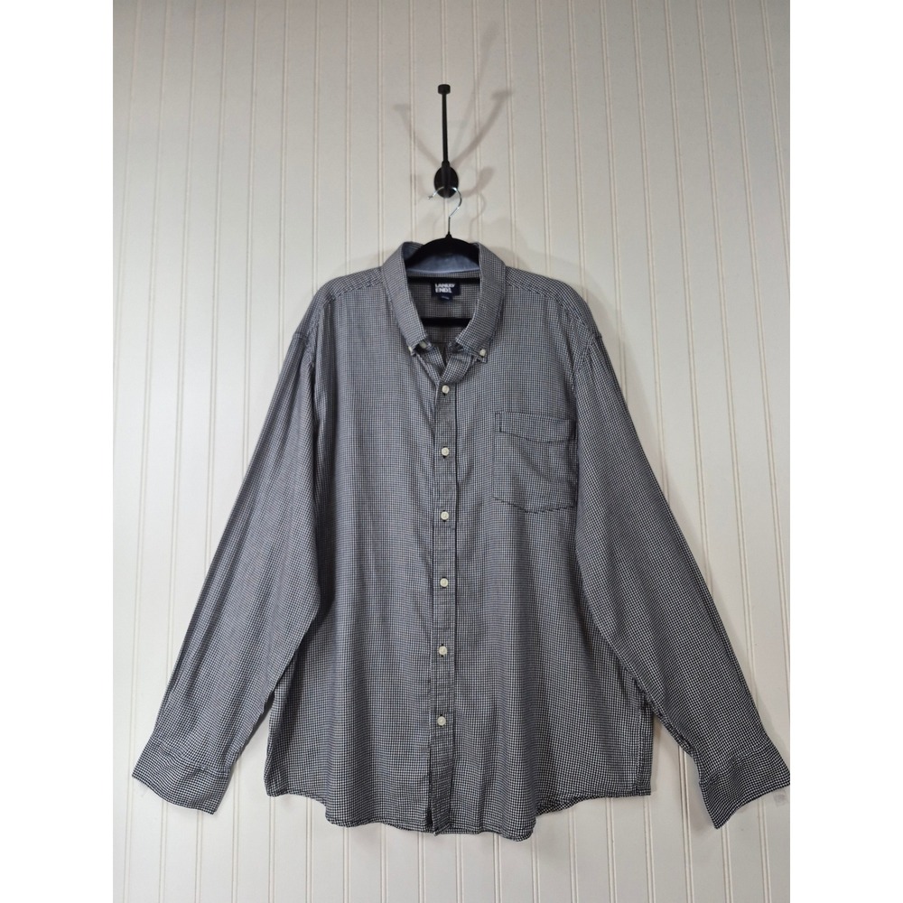 NWOT Lands End Mens XXL Blue White Houndstooth Button Down Long Sleeve Shirt